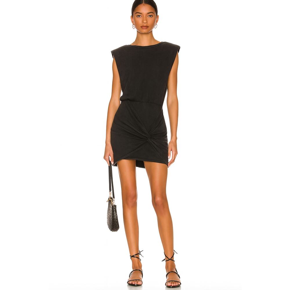 L*SPACE Faded Black Cotton Knot-Front Casual Dress Size XS
